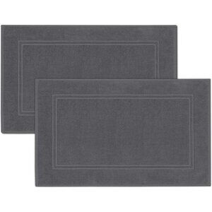 Cotton Bath Mats Set of 2 Super Absorbent Quick Dry Plush Bathroom Floor Dark Gr